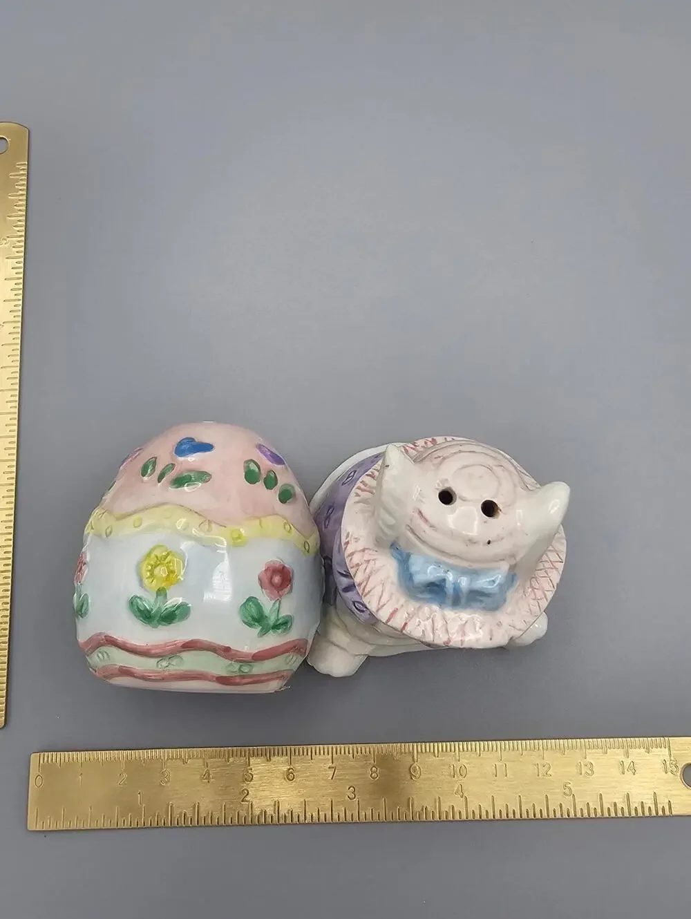Vintage Ceramic Bunny and Egg Salt and Pepper Shakers